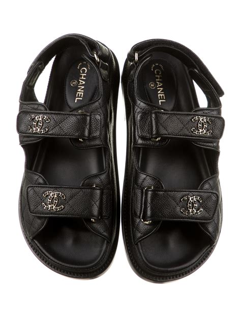 chanel sandali satin black|Chanel sandals cc logo.